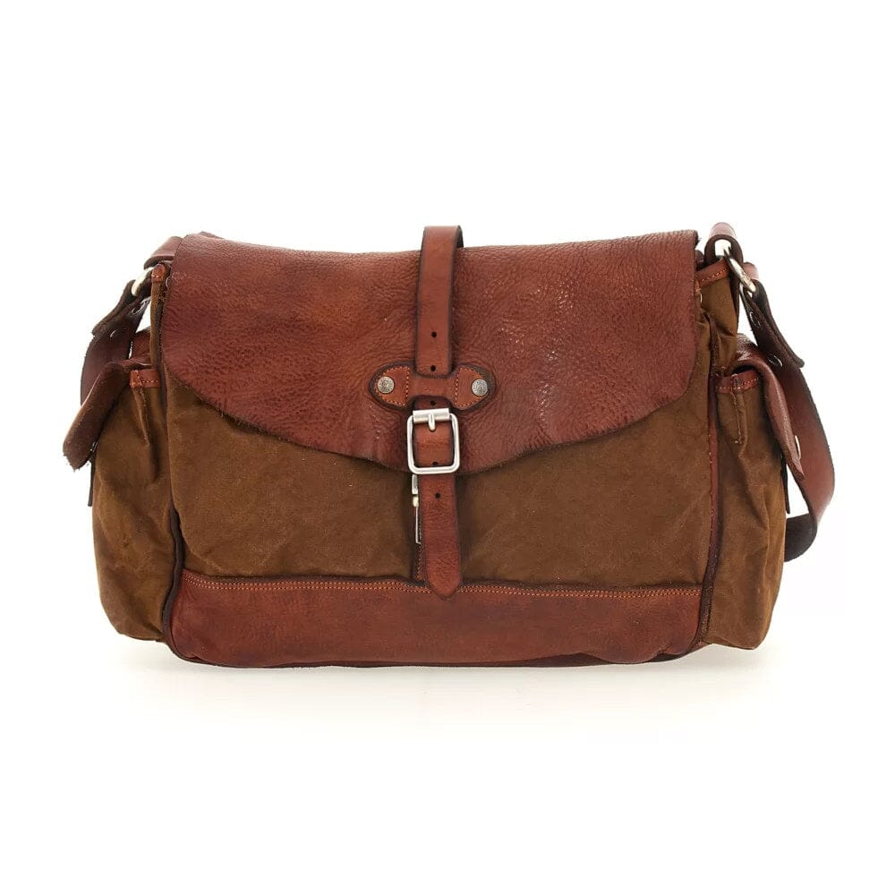 Campomaggi Saturno Leather and Canvas Shoulder Bag