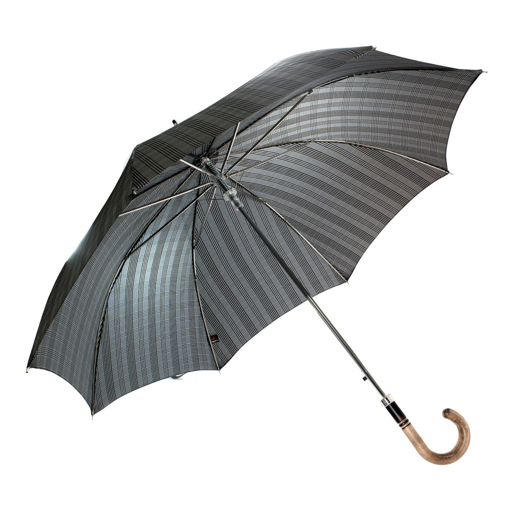 Doppler Orion Diplomat Gentlemen's Umbrella with Milano Leather Handle, Bold Black Plaid Umbrella Doppler 