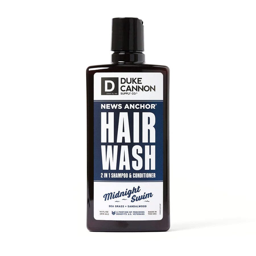 Duke Cannon Supply Co. News Anchor Hair Wash, 2-in-1 Hair Wash Shampoo Duke Cannon Supply Co Midnight Swim 14 oz (414 ml) 