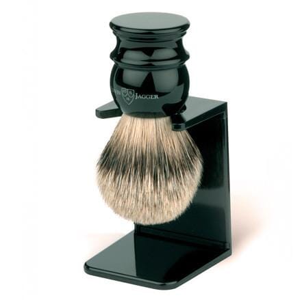 Scratch and Dent Fendrihan Edwin Jagger Silvertip Handmade English Shaving Brush and Stand in Ebony, Large (Open Box) 