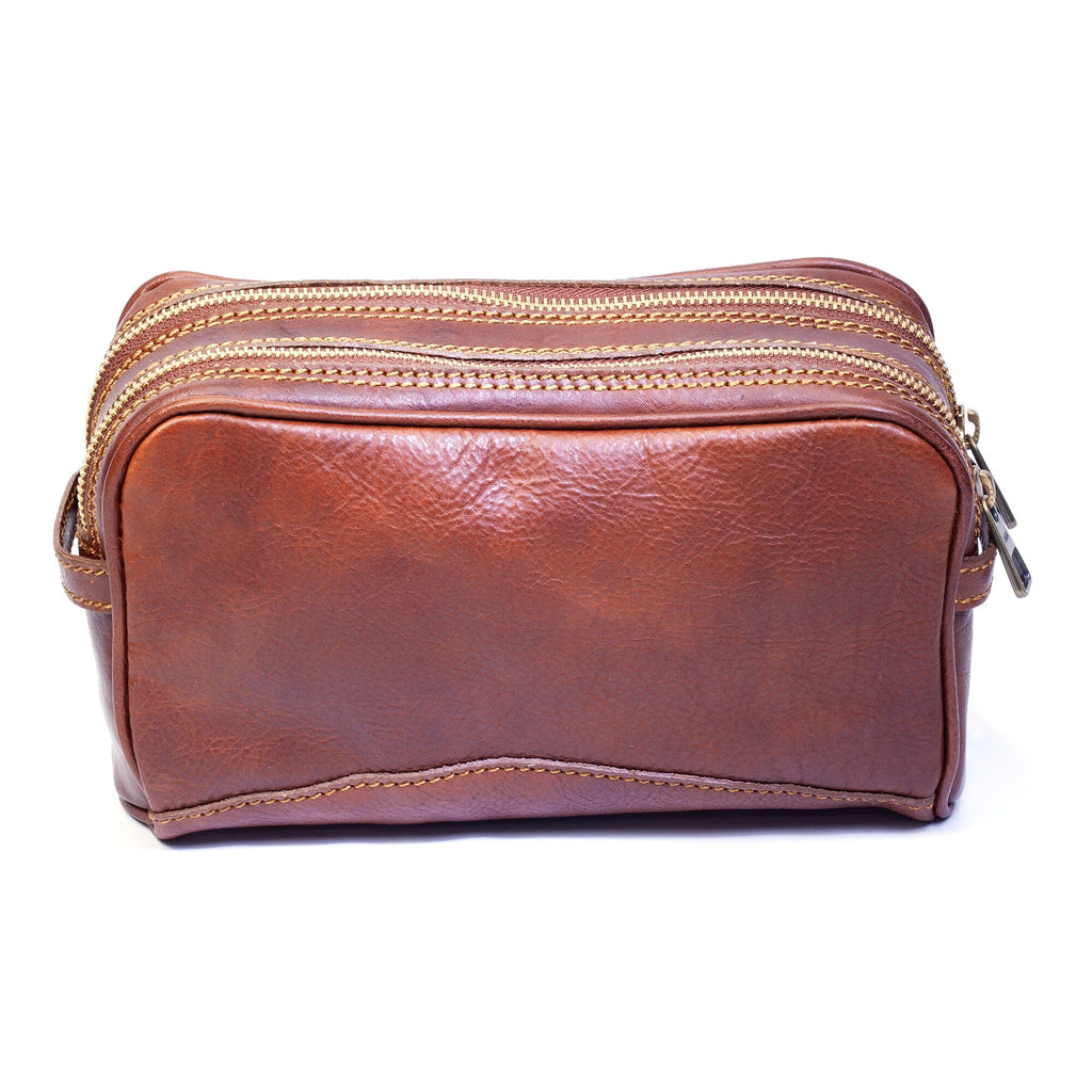 Manufactus Romolo Leather Toiletry Case Toiletry Bag Manufactus by Luca Natalizia Tobacco 