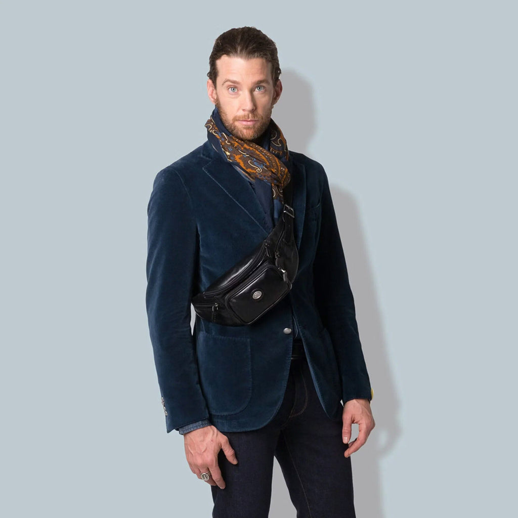 The Bridge Story Viaggio Leather Waist Pouch with Pockets Leather Messenger Bag The Bridge 