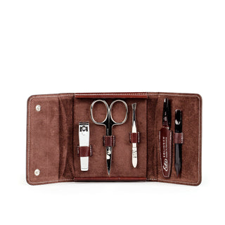 Erbe Solingen 5-Piece Manicure Set, Antique Cowhide Brown Snap Case Manicure Set Erbe Solingen 