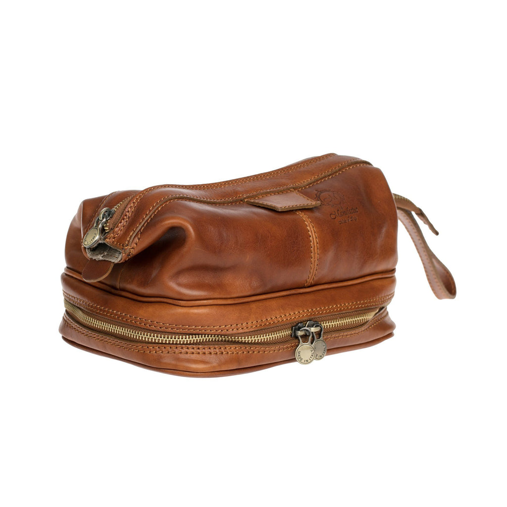 Manufactus Magnum Leather Toiletry Case, Tobacco Leather Dopp Bag Manufactus by Luca Natalizia 