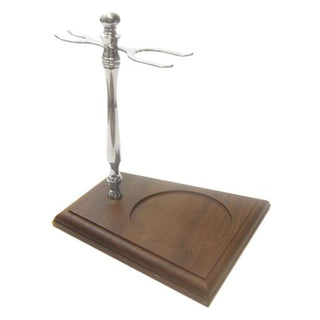 Col. Conk Wood Base Stand for Shaving Brush, Mug & Safety Razor, Chrome Shaving Stand Col. Ichabod Conk 